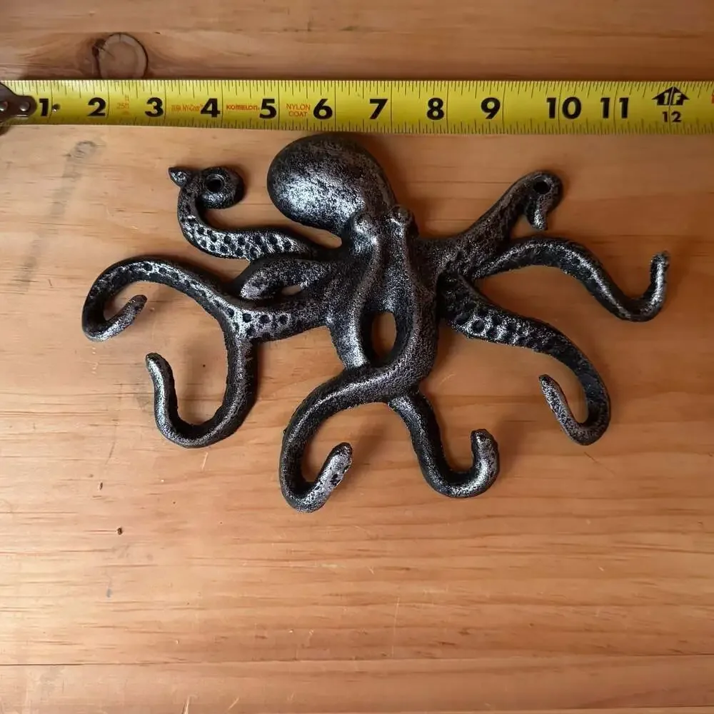 Cast Iron Octopus Wall Hook Decorative Nautical Towel and Coat Hanger
